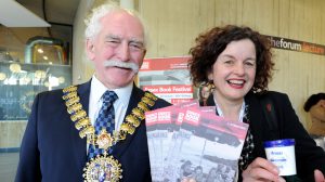 A picture of Ros Green, Festival Director with the Mayor of Southend (2016)