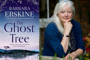 An image of author Barbara Erskine and the cover of her new book
